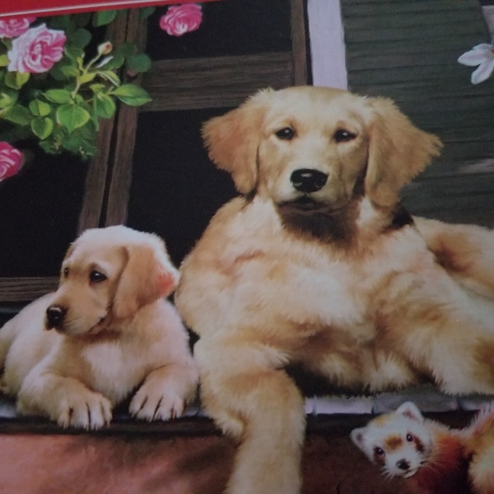 Vtge 500 piece puzzle Golden Retrivers in Country